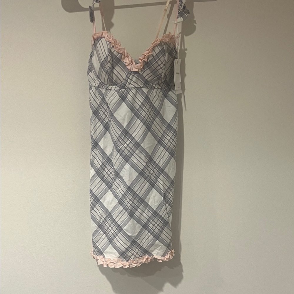 La SENZA Checkered Chemise with Soft Pink Accents